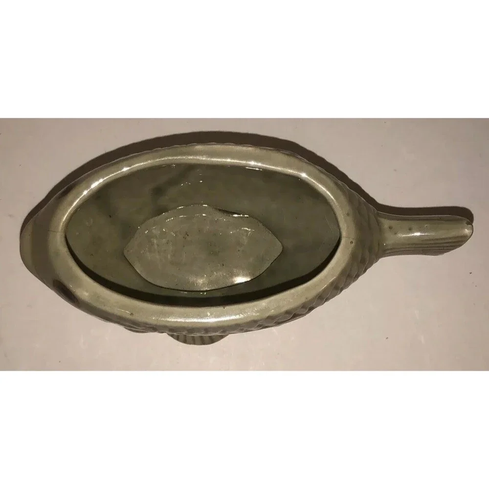 Vintage Ceramic Fish Bowl Lid Bodegas Oaxaca Ceramica Made In Mexico Scales RARE